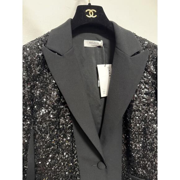 Bailey 44 Blazer Womens 2 Black Brooke Sequin Single Button Evening 410-5435 - Picture 4 of 13
